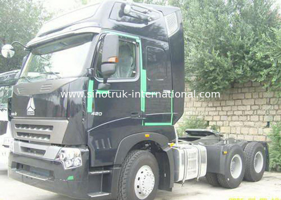 Flat Roof Cab Tractor Truck For Trailer , 6x4 Tractor Unit Trailer Head