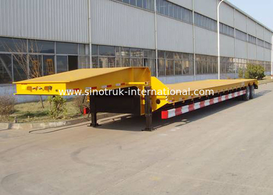 High Efficiency Semi Low Flatbed Trailer Truck 12000*3000*6mm 2 Axles 50 Tons