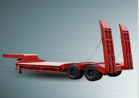 High Efficiency Semi Low Flatbed Trailer Truck 12000*3000*6mm 2 Axles 50 Tons