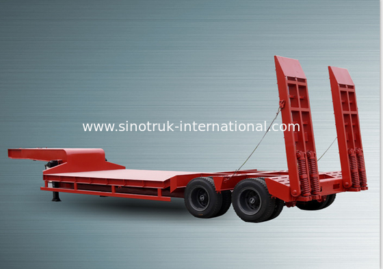 High Efficiency Semi Low Flatbed Trailer Truck 12000*3000*6mm 2 Axles 50 Tons