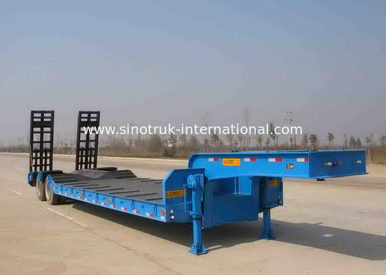 2 Axles 60 Tons Low - bed Semi Trailer Truck , Low Flatbed Trailer Truck