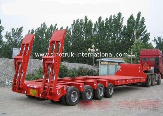 Low-bed Semi Trailer Truck 3 Axles 70Tons 17m for Loading construction machine