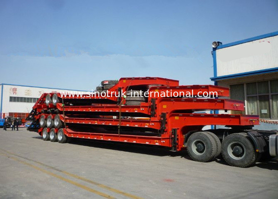 Low Bed Semi Trailer Truck 3 Axles 80 Tons 17m for Loading Construction Machine