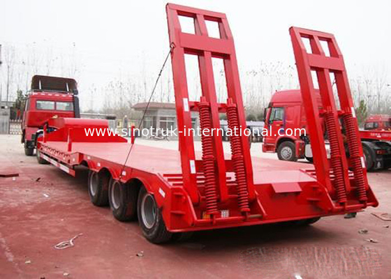 Low Bed Semi Trailer Truck 3 Axles 80 Tons 17m for Loading Construction Machine