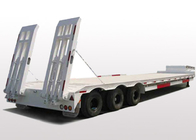 75 Tons 17m Lowbed Semi Trailer Truck , Tri - Axle Semi Flatbed Trailers