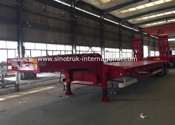 Low Bed Semi Trailer 3 Axles 60 Tons 15m For Transporting Construction Machine
