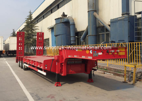 Loading Construction Machines Hydraulic Flatbed Trailer 3 Axles 80 Tons 17m