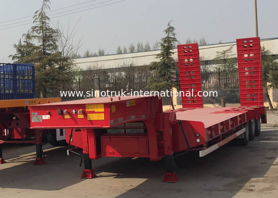 Loading Construction Machines Hydraulic Flatbed Trailer 3 Axles 80 Tons 17m