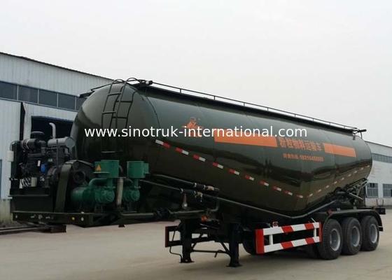 Powder Material Tank Semi Truck Trailer , 48000L Weichai Engine Semi Tractor Trailer