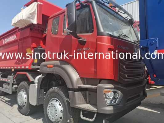 Sinotruk Hohan New Howo Tipper Dump Truck N7 8 × 4 12 Wheels 380Hp Lhd Or Rhd With Tarpaulin U Type Container