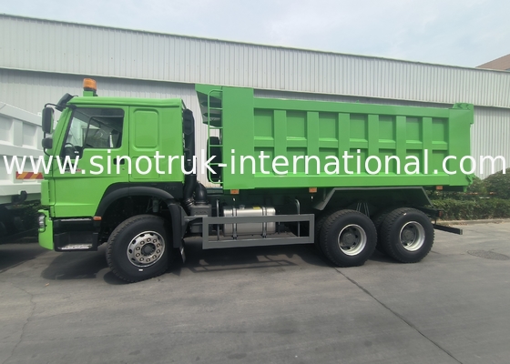 Sinotruk Howo Tipper Dump Truck Weichai 400Hp 6 × 4  Lhd Green Middle Lifting