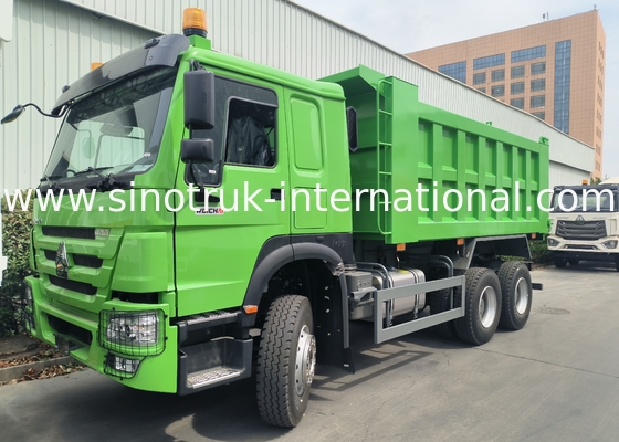 Sinotruk Howo Tipper Dump Truck Weichai 400Hp 6 × 4  Lhd Green Middle Lifting
