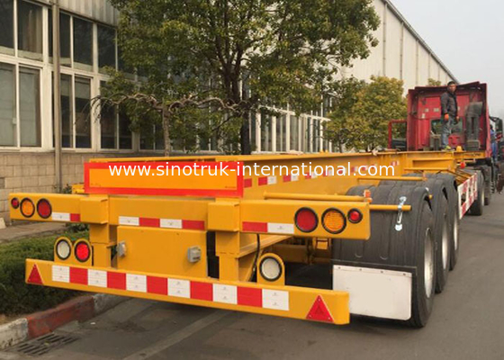 Yellow 40ft Truck Mounted Crane 3 Axle Self Loading Container Truck Trailer