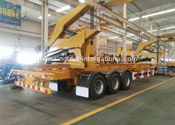 Yellow 40ft Truck Mounted Crane 3 Axle Self Loading Container Truck Trailer