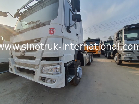 HOWO A7 Used Tractor Truck LHD 6X4 Euro 2 371 HP With Power Assisted Hydraulic Steering White