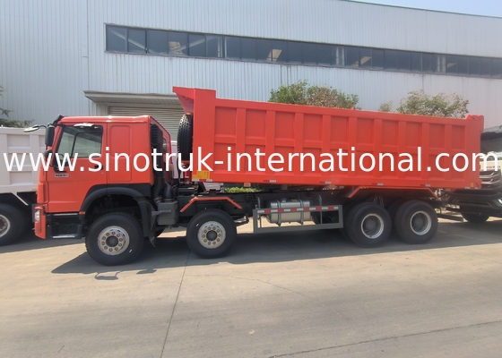 Sinotruk Howo Tipper Dump Truck 400Hp 8 × 4  Rhd 12 Wheels Big Tray 7600mm