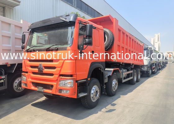 Sinotruk Howo Tipper Dump Truck 400Hp 8 × 4  Rhd 12 Wheels Big Tray 7600mm