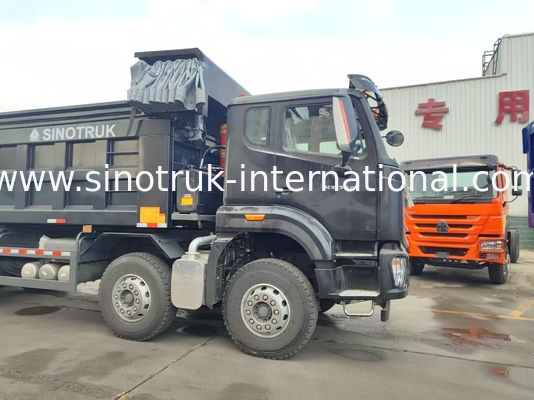 HOWO NX 380HP RHD Black Tipper Dump Truck With Tarpaulin Flap