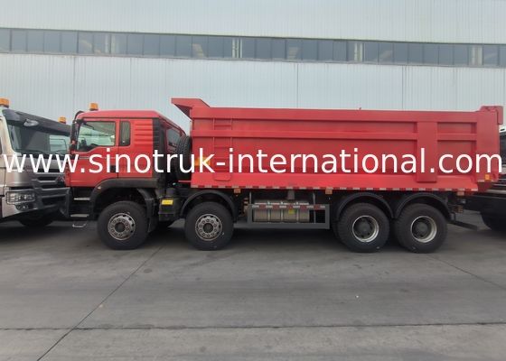Sinotruk Howo Tipper Dump Truck Tx 400Hp Euro 2 8 × 4  Lhd U Shape Cargo Box Red