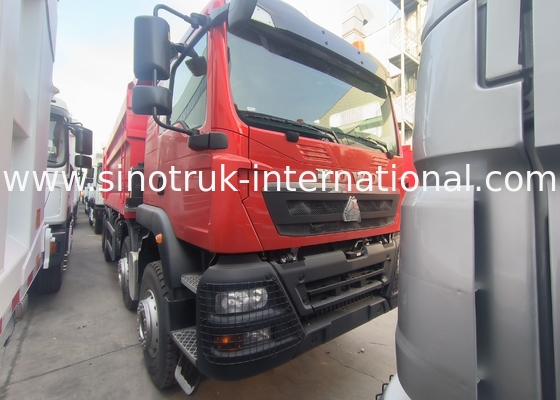 Sinotruk Howo Tipper Dump Truck Tx 400Hp Euro 2 8 × 4  Lhd U Shape Cargo Box Red