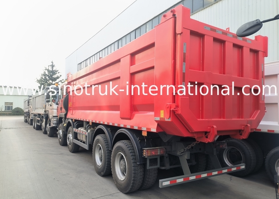 Sinotruk Howo Tipper Dump Truck Tx 400Hp Euro 2 8 × 4  Lhd U Shape Cargo Box Red