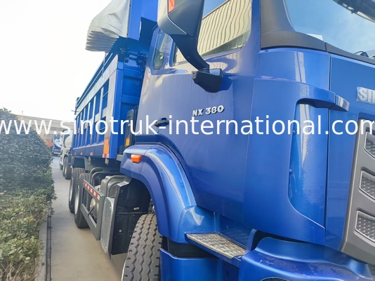 Powerful Versatile HOWO 6x4 380HP Blue Dump Truck With 20CBM Square Cargo Box And Waterproof Tarp Flip Cove