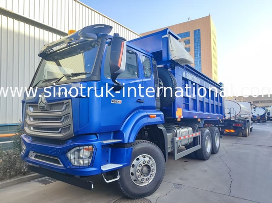 Powerful Versatile HOWO 6x4 380HP Blue Dump Truck With 20CBM Square Cargo Box And Waterproof Tarp Flip Cove