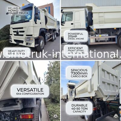 Durable HOWO 6×4 371HP 20CBM White Dump Truck with High-Strength Steel Body for Heavy Work
