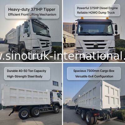 SINOTRUK HOWO 371HP Heavy-duty Tipper Dump Truck with 10 Wheels and Rectangular Cargo Box