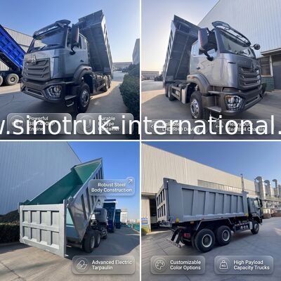 SINOTRUK HOHAN New Howo Tipper Dump Truck  Middle Lifting  6 × 4 RHD  Cargo Box  19-20CBM Customer-customized color Diamond Silver 400HP