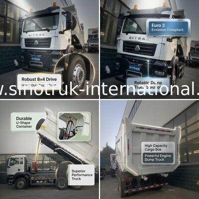 371HP White U-Shaped Cargo Box Dump Truck with Superior Mid-Lift Performance