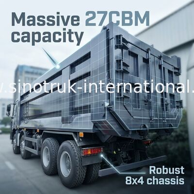 400HP for Heavy Loads, 27CBM for More Cargo: Gray 8x4 Dump Truck