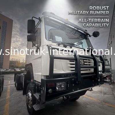 SINOTRUK HOWO Ghost Face cab Tractor Truck  6X6 Euro 2  430 HP Military bumper White