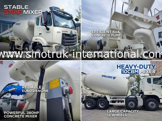High Horsepower 371HP Low Fuel Consumption HOWO Mixer Truck LHD 6×4 10wheels