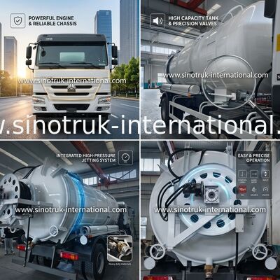 Vacuum Pump Sewage Suction Truck Septic Tank Cleaning 16CBM LHD 290HP