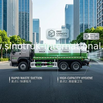 Vacuum Pump Sewage Suction Truck Septic Tank Cleaning Truck 20CBM LHD 380HP