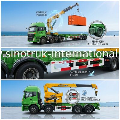 3 Axle Truck Mounted Crane Container For Transportation Self Loading