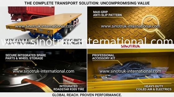Carbon Steel 40 Tons 3 FUWA Axles Flatbed Trailer