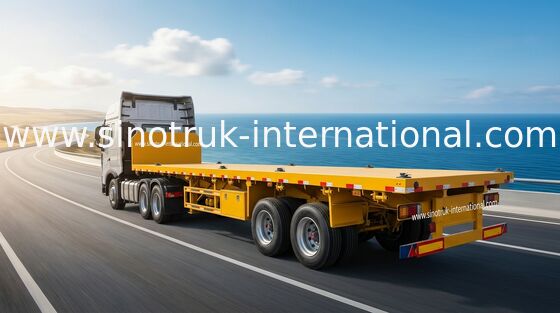 SINOTRUK Mn Steel 3 Axles Flatbed Cargo Full Trailer