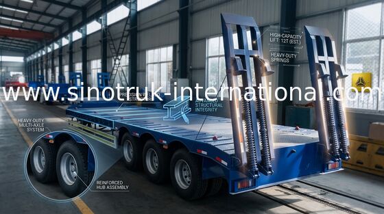 SINOTRUK Three Axle Semi Trailer Truck , Flatbed Semi Trailer Of Carbon Steel