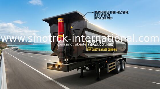 Black Color Hydraulic 3 Axles Semi Truck Flatbed Trailer Transport Cargo