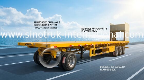 28T Flatbed Full Trailer ABS With Front HOWO Cargo Hook