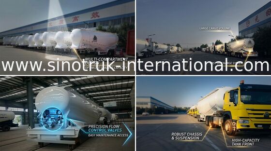 Carbon Steel Semi Trailer Truck For Powder Material Transporting
