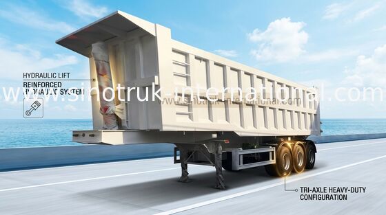 Metal 60T Custom Semi Trailer , Semi Low Loader For Big Loading Capacity