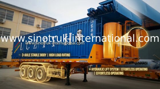 Popular ISO Semi Trailer Truck , Tri Axle Semi Trailer 12000×2500×3880mm