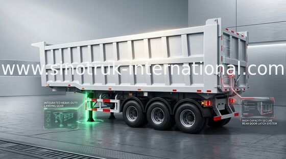 60 Tons SINOTRUK 25-45CBM Semi Truck Dump Trailer With Stable Performance