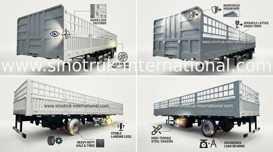 High Speed Dropside Semi Trailer Truck For Logistic Industry 3 Axles