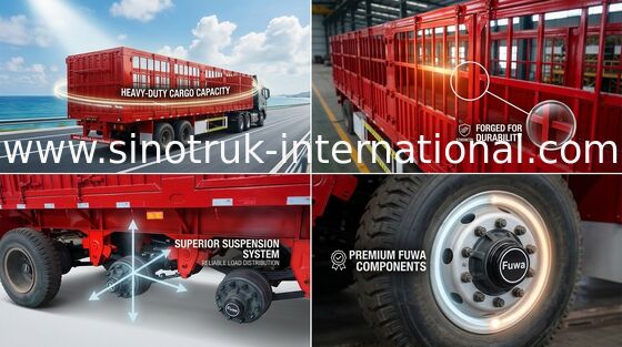 SINOTRUK Flat Bed Semi Trailer Truck For Transport Containers Bulk Cargo