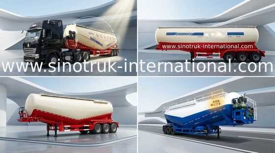 Carbon steel Semi Trailer Powder Material Tank Truck , 50 - 60 CBM trailer