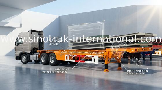 Carbon Mn Steel Flatbed Semi Truck Semi Trailer Truck 12600*3000mm